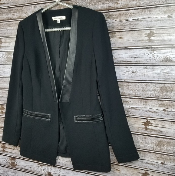 Robbi Nikki dress jacket blazer faux leather trim - Picture 3 of 6